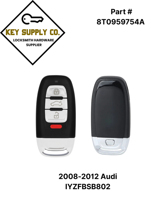 2008-2012 Audi / 4-Button Smart Key / PN: 8T0959754A / IYZFBSB802 / 315 MHz (AFTERMARKET)