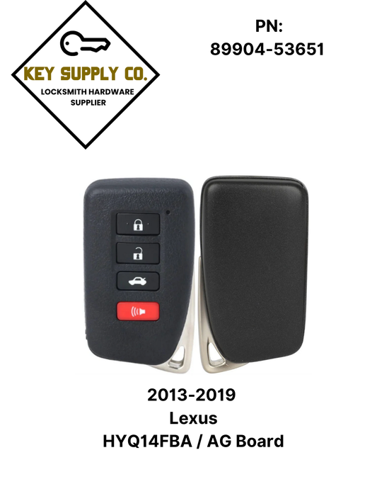 2013-2019 Lexus / 4-Button Smart Key / PN: 89904-53651 / HYQ14FBA / AG Board (AFTERMARKET)