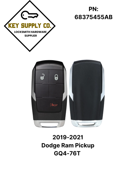 2019-2021 Dodge Ram Pickup HD 2500 3500 4500 5500 / 3-Button Smart Key / PN: 68375455AB / GQ4-76T (AFTERMARKET)