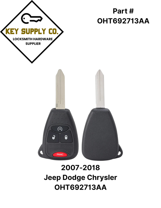 2007-2018 Jeep Dodge Chrysler / 4-Button Remote Head Key / OHT692713AA (AFTERMARKET)