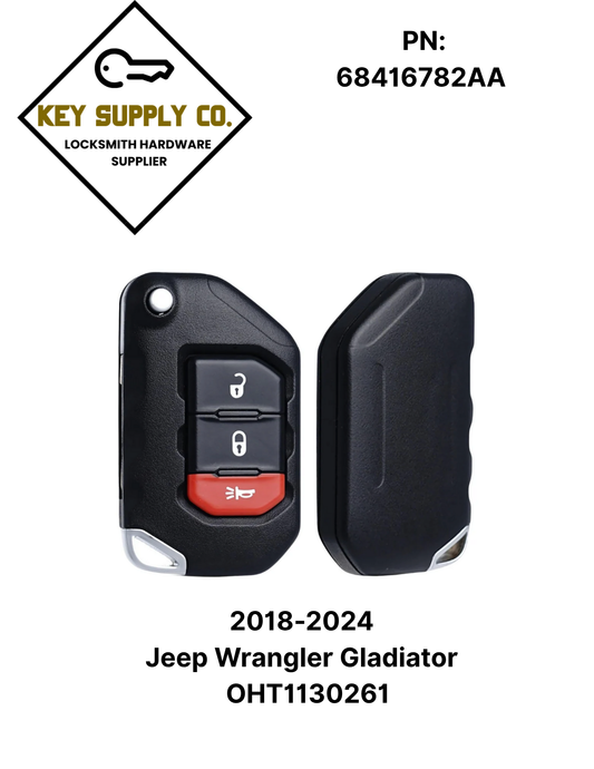 2018-2024 Jeep Wrangler Gladiator / 3-Button Smart Flip Key / PN: 68416782AA / OHT1130261 / SIP22 (AFTERMARKET)
