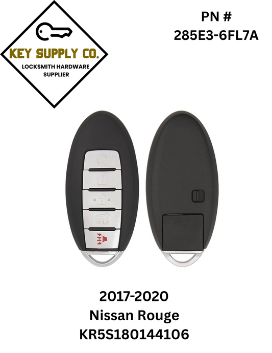 2017-2020 Nissan Rogue / 5-Button Smart Key / PN: 285E3-6FL7A / S180144110 / KR5S180144106 (AFTERMARKET)