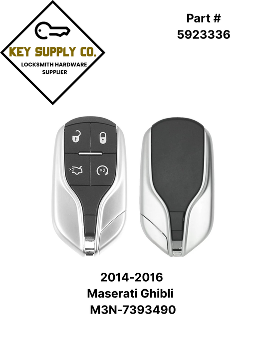 2014-2016 Maserati Ghibli / Quattroporte / 4-Button Smart Key w/ Remote Start / PN: 5923336 / M3N-7393490 (AFTERMARKET)