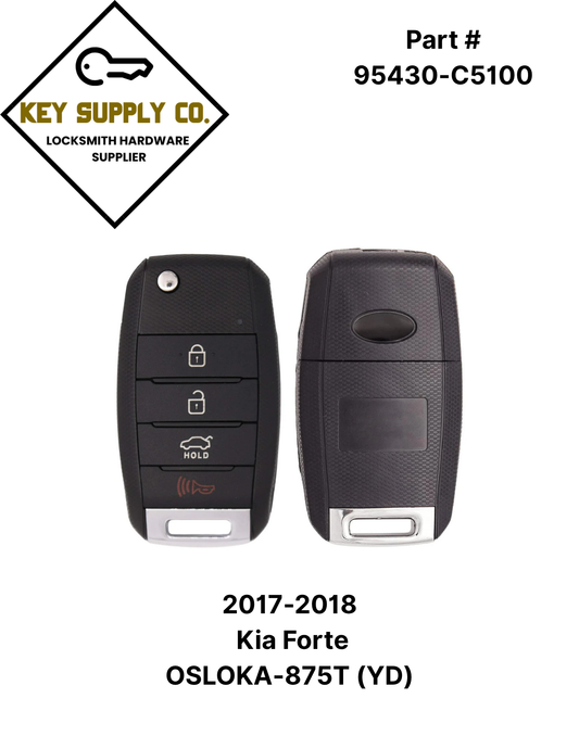 2017-2018 Kia Forte / 4-Button Flip Key / PN: 95430-A7200 / OSLOKA-875T (YD) (AFTERMARKET)