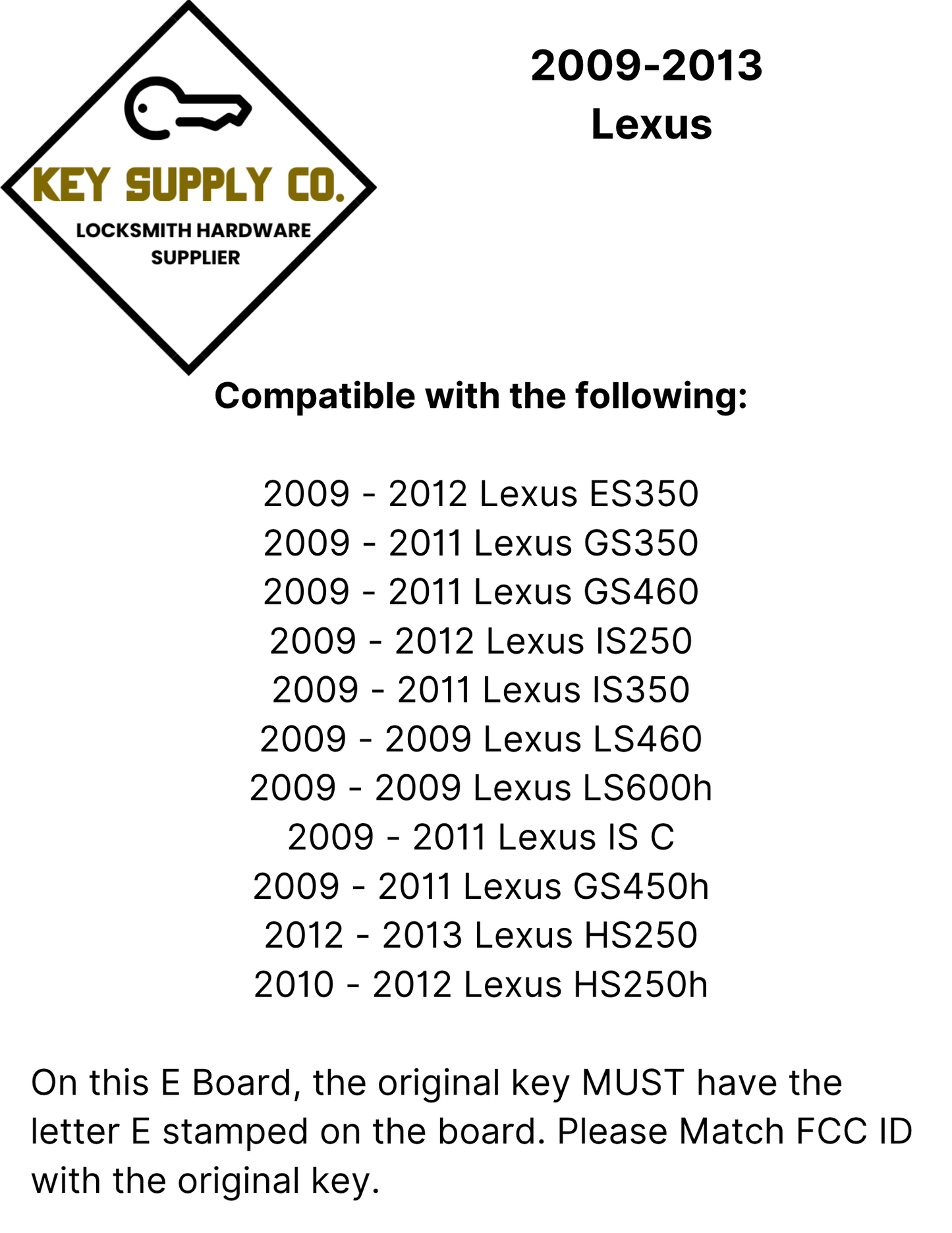 2009-2013 Lexus / 4-Button Smart Key / PN: 89904-50380 / HYQ14AAB /(AFTERMARKET)