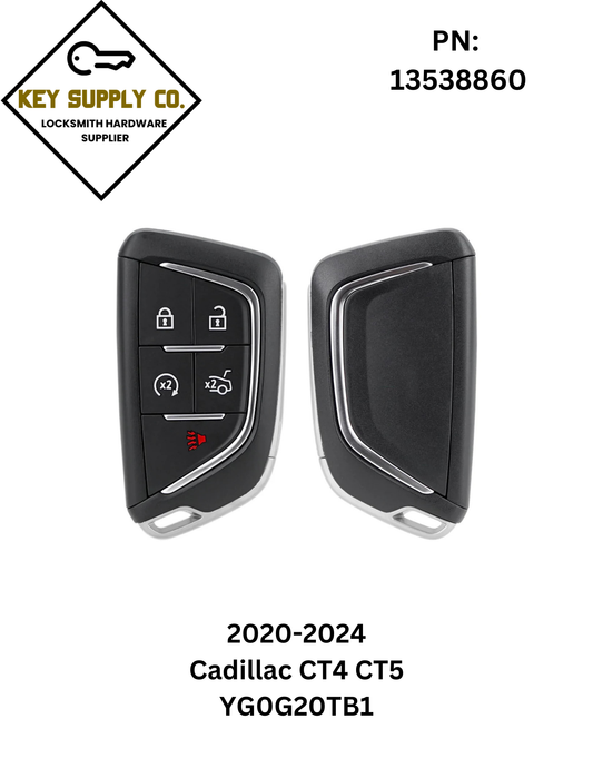 2020-2024 Cadillac CT4 CT5 / 5-Button Smart Key / PN: 13538860 / YG0G20TB1 (AFTERMARKET)