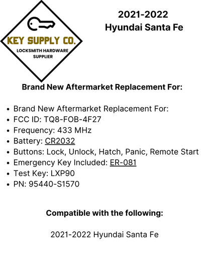 2021-2022 Hyundai Santa Fe / 5-Button Smart Key / PN: 95440-S1570 / TQ8-FOB-4F27 (Aftermarket)