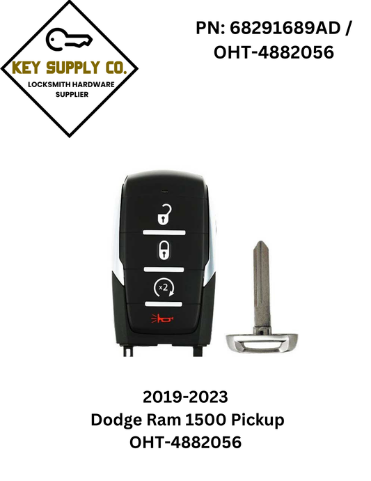 2019-2023 Dodge Ram 1500 Pickup / 4-Button Smart Key / PN: 68291689AD / OHT-4882056 (AFTERMARKET)