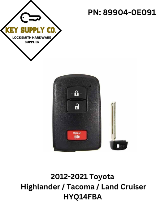 2012-2021 Toyota Highlander / Tacoma / Land Cruiser / 3-Button Smart Key / PN: 89904-0E091 / HYQ14FBA (AG Board 2110 PCB) (AFTERMARKET)
