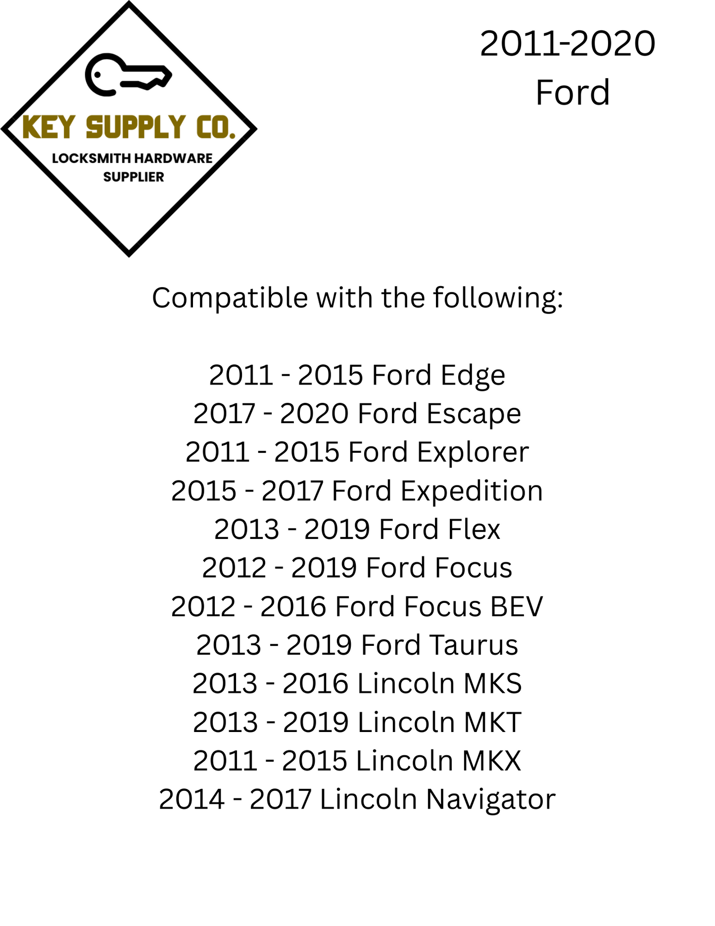 2011-2020 Ford / 5-Button PEPS Smart Key / PN: BT4T-15K601-HC / M3N5WY8609 (AFTERMARKET)