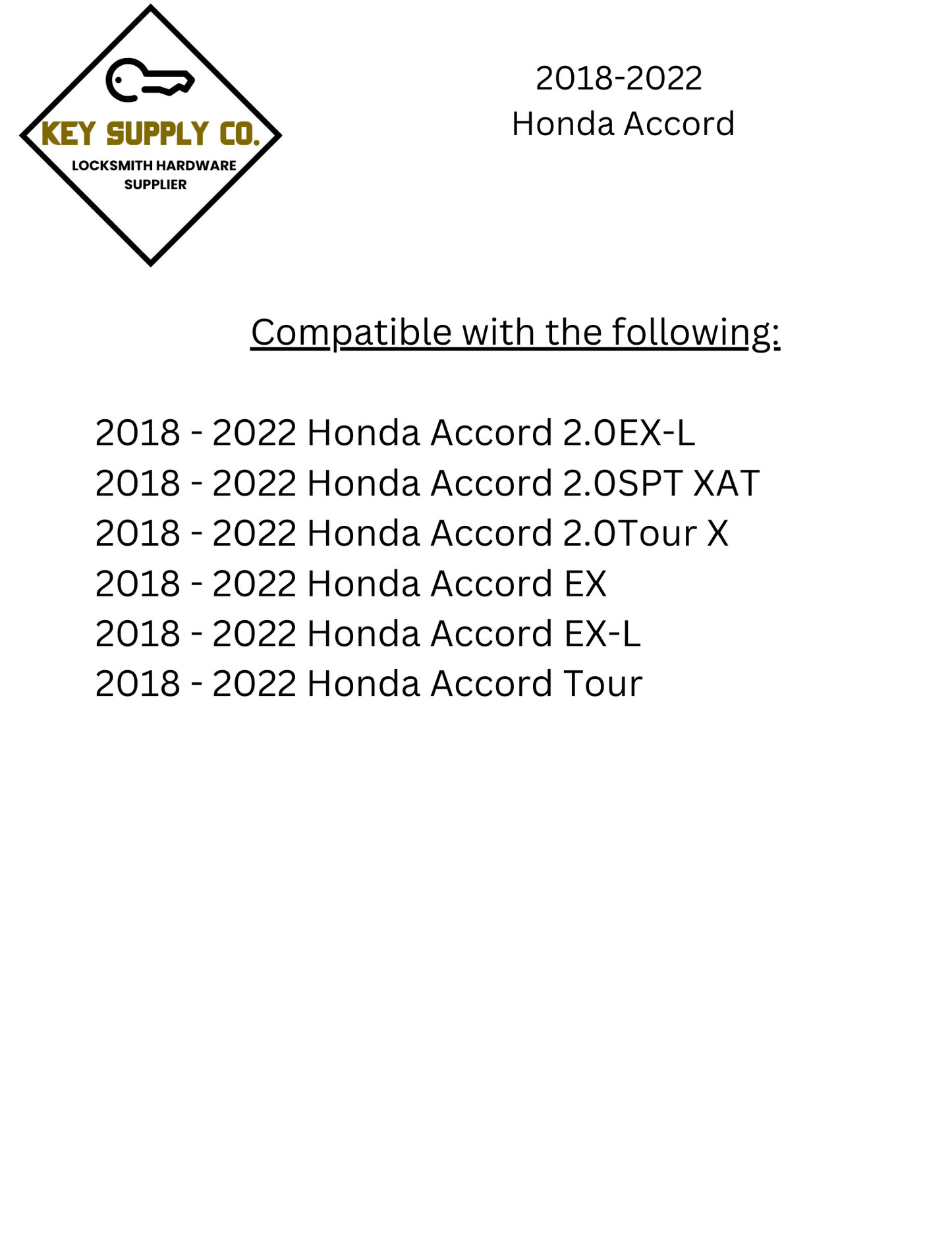2018-2022 Honda Accord / 5-Button Smart Key / PN: 72147-TVA-A01 / CWTWB1G0090 (AFTERMARKET)