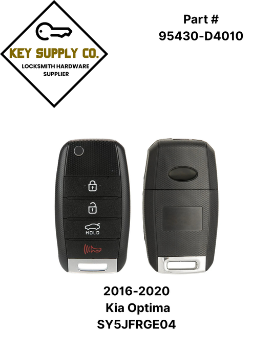 2016-2020 Kia Optima / 4-Button Flip Key / PN: 95430-D4010 / SY5JFRGE04 (JF 4BT) (AFTERMARKET)
