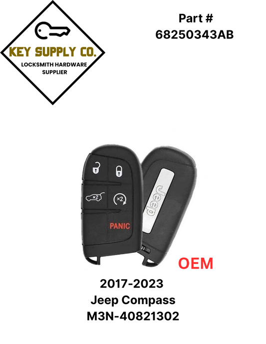 2017-2023 Jeep Compass / 5-Button Smart Key / PN: 68250343AB / M3N-40821302 (OEM)